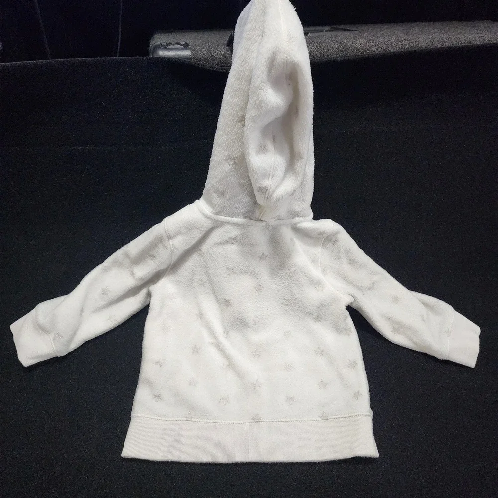 Baby Gap White Star‎ Fuzzy Fleece Zip Up Hoodie Jacket Toddler 2 Years